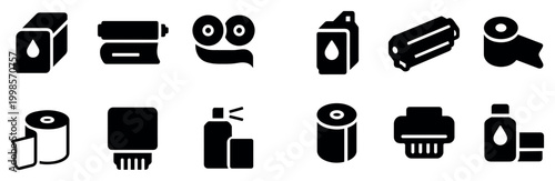 Hygiene icons with soap paper roll minimalist