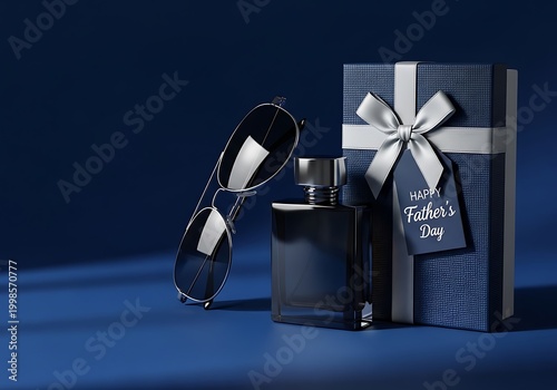 Elegant men's fragrance gift set with blue and silver accents