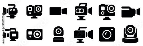 Camera icons with action camera camcorder webcam bold