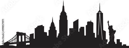 Photos New York skyline vector icon, cityscape silhouette, urban landmark clipart