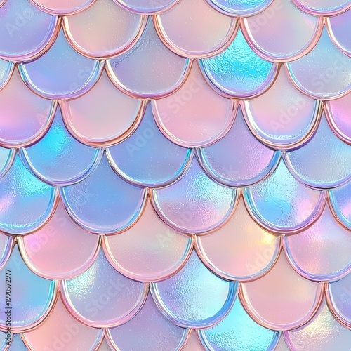 Seamless pattern of elegant iridescent mermaid scales providing bright pastel organic background.