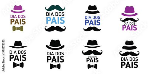 Father's day graphic collection mustaches hats bowties and text designs