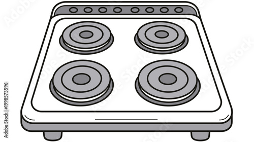 Electric stove with four burners on a transparent background  