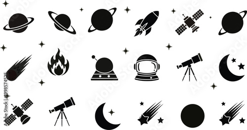 set of vector icons  discover earth