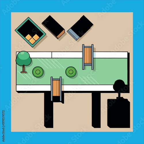 Top view plant in pot 3d rendering