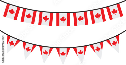 Canada day celebration vibrant canadian flags bunting for national day