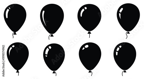 A collection of black balloons arranged in a grid silhouette