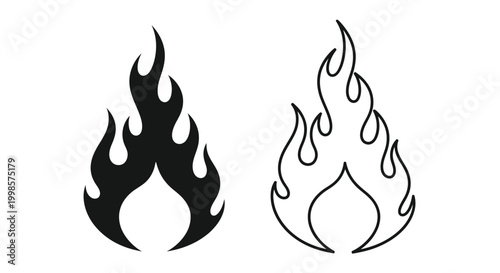 Two flame designs one black and one white create striking contrast silhouette