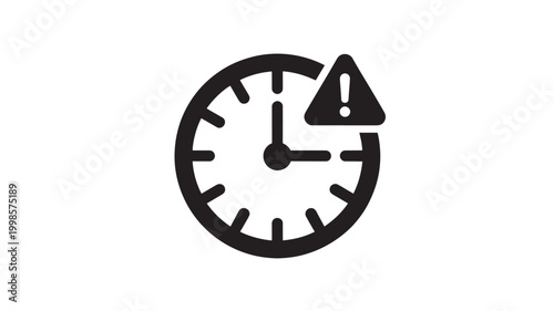 Time Management Icon with Warning Alert for Deadline Urgency and Productivity Concepts