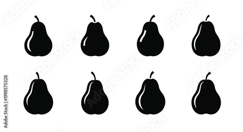 Photos Eight black pear shapes arranged in a grid a striking silhouette