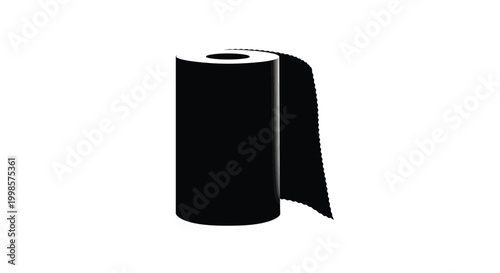 A minimalist depiction of a paper towel roll in black silhouette