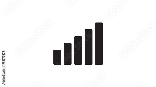 Bar Chart Icon, Ascending Growth Graph for Business Data Analysis and Financial Statistics isolated on White