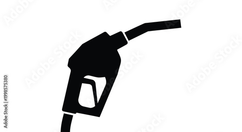A black silhouette of a gas pump nozzle against a white background silhouette