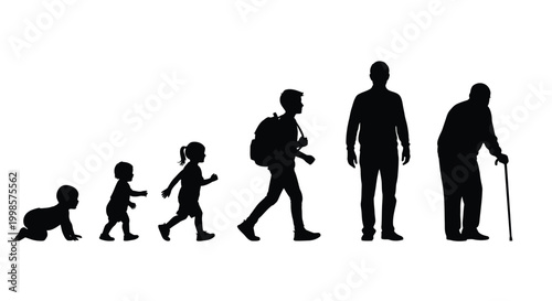 The stages of life depicted through a human figure silhouette