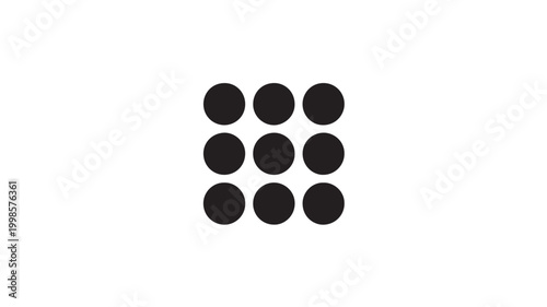 Drag Handle Icon Eight Black Dots in Two Rows Minimalist UI Vector Element Isolated on White