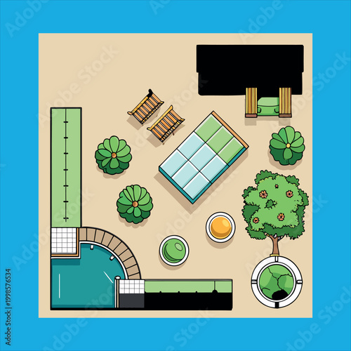 Top view plant in pot 3d rendering
