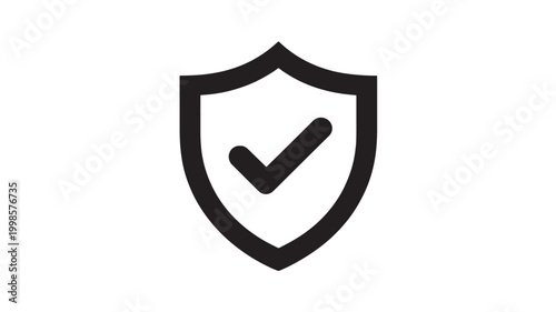 Shield Icon with Checkmark Verified Security Protection Symbol for Safety Approval and Trusted Systems