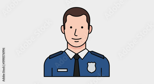 Police officer illustration with uniform and badge against neutral background