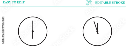 Clock face with hands showing exact time for appointments or schedules representing time management punctuality or deadlines in simple line art style.