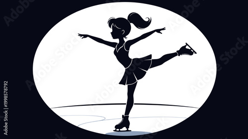 Female figure skater performing an elegant pose on ice  