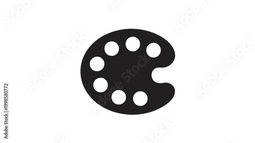 Paint Palette Icon Artist Color Mixing Tool Silhouette for Creativity and Fine Art Design