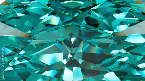 Geometric Mint Green Crystal Abstract Background, Dynamic abstract background with teal and turquoise geometric facets and light. Perfect for modern designs.