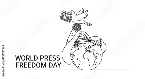 world press freedom day illustration with dove microphone globe high quality