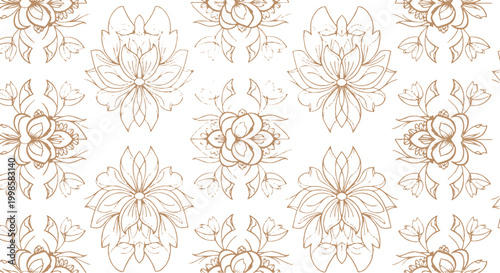 Elegant Golden Floral Line Art Illustration