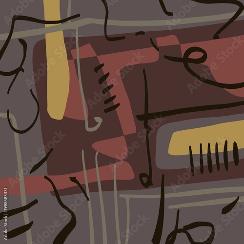 Abstract image for printing. Picture for modern interiors. The picture is painted by hand on a tablet.