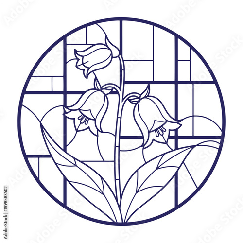 Bellflower Stained Glass Line Art