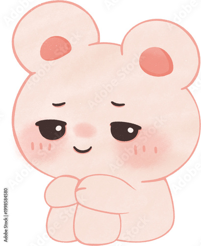 Cute Bear Calm Relaxed Expression Kawaii Cartoon