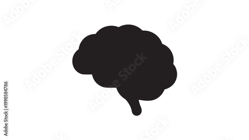 Black Brain Silhouette Isolated On White For Mental Health Concepts