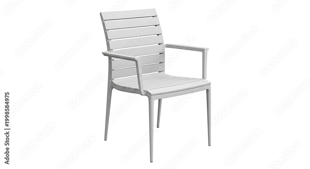 Fototapeta premium Modern white plastic chair with metal legs, isolated on white background
