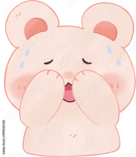 Cute Bear Crying Sad Expression Kawaii Pastel
