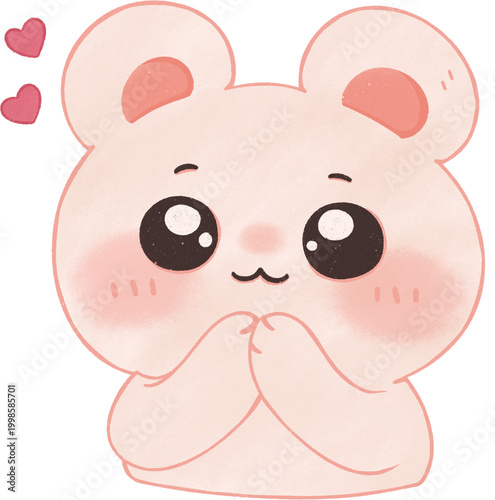 Cute Bear Love Expression Kawaii Pastel Cartoon