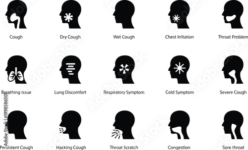 Human Head Icons Symptoms of Cough and Cold Keywords: cough, dry cough, wet cough, chest
