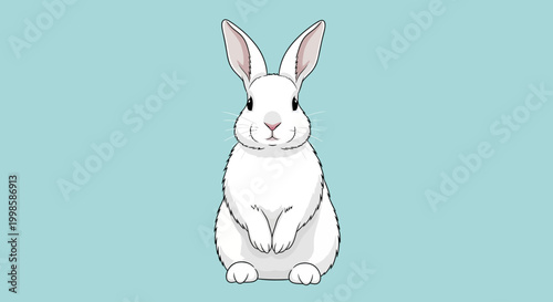 Cute White Rabbit Sitting Alone.