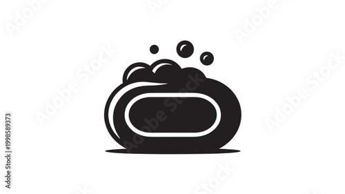 Soap Bar Icon with Bubbles Silhouette for Hygiene Cleaning and Personal Care Products