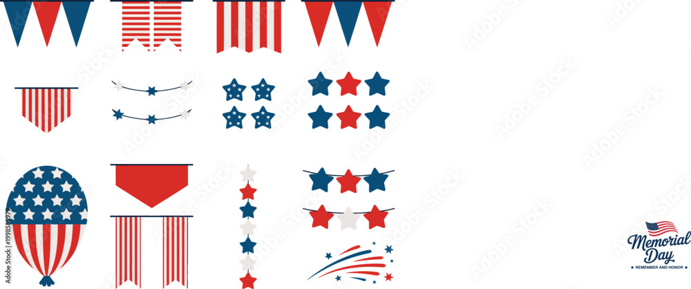 Obraz premium Patriotic American Holiday Decorations and Elements