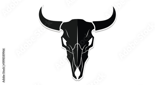 bull skull silhouette with large horns and white background high quality professional detailed modern elegant stylish clean crisp vibrant colorful digital