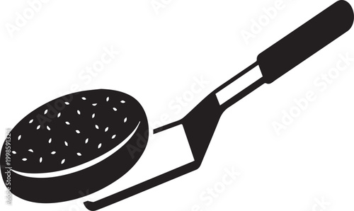 Grilling Spatula and Burger Patty Silhouettes