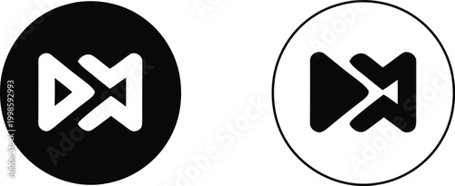 Fast Forward Media Control Icon Set Black and White Minimal UI Video Playback Symbols
