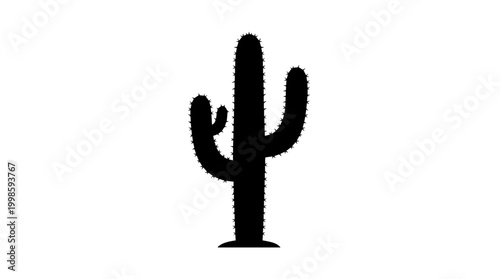 Vector silhouette of cactus with three arms, desert vegetation, resilience symbolic art
