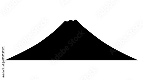 Vector silhouette of Mount Fuji volcanic mountain with iconic symmetrical peak, Japanese natural landmark, cultural heritage art