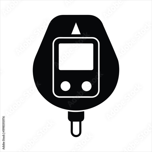Blood Glucose Meter Icon With Drop Vector Illustration
