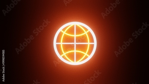Neon Globe Icon Glowing Global Network Background