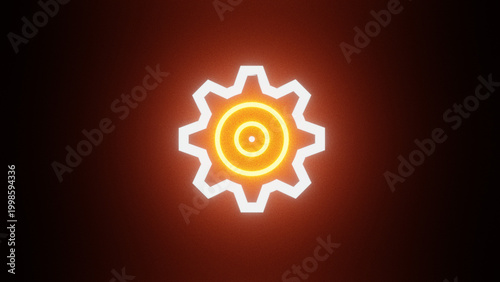 Neon Gear Icon Glowing Settings Technology Background