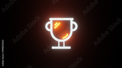 Neon Trophy Icon Glowing Achievement Award Background