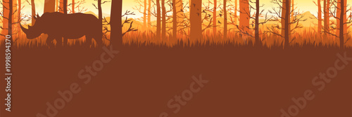 Warm orange forest vector background for wildlife campaigns