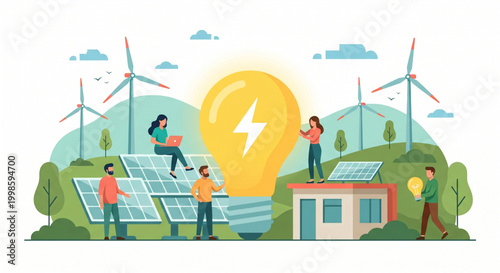 Innovative Team Collaborating on Sustainable Energy Solutions for a Greener Future